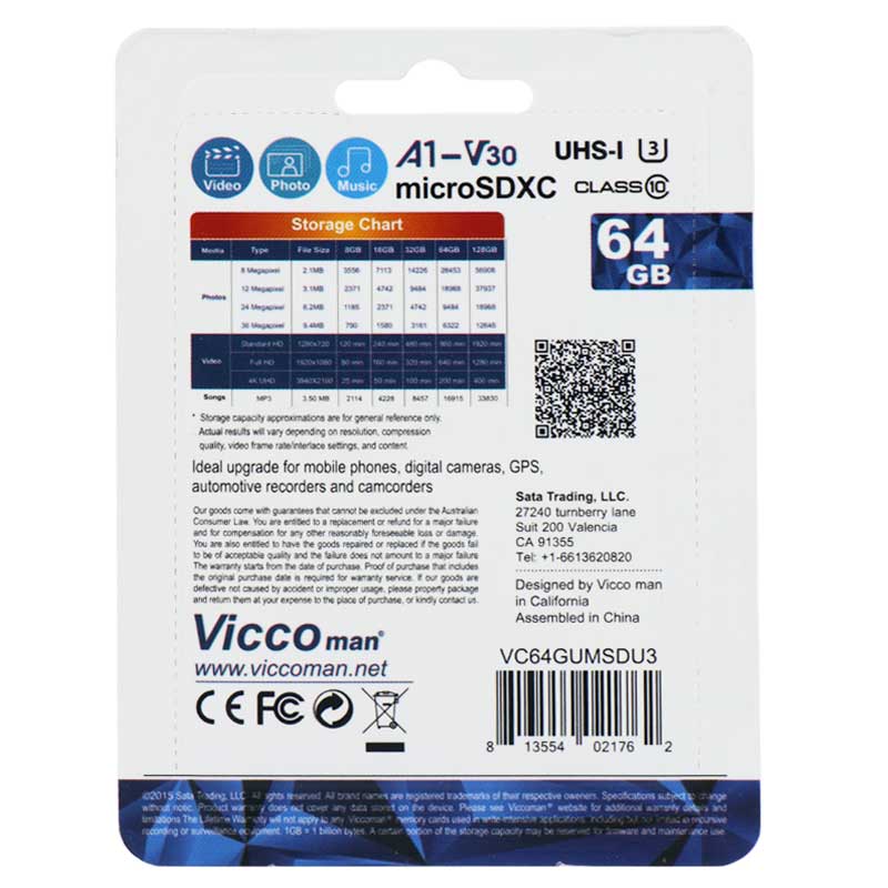 رم میکرو 64 گیگ ویکومن Vicco Final 600x Plus A1 V30 U3 C10 90MB/s + رم ریدر