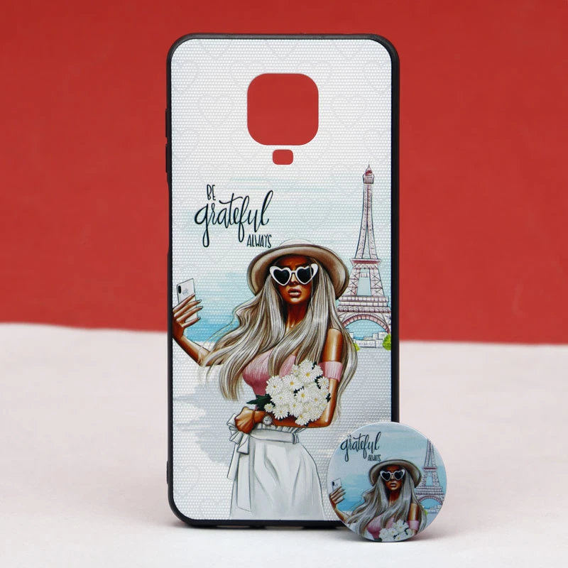 قاب طرحدار + پاپ سوکت Xiaomi Redmi Note 9 Pro کد4 سری B