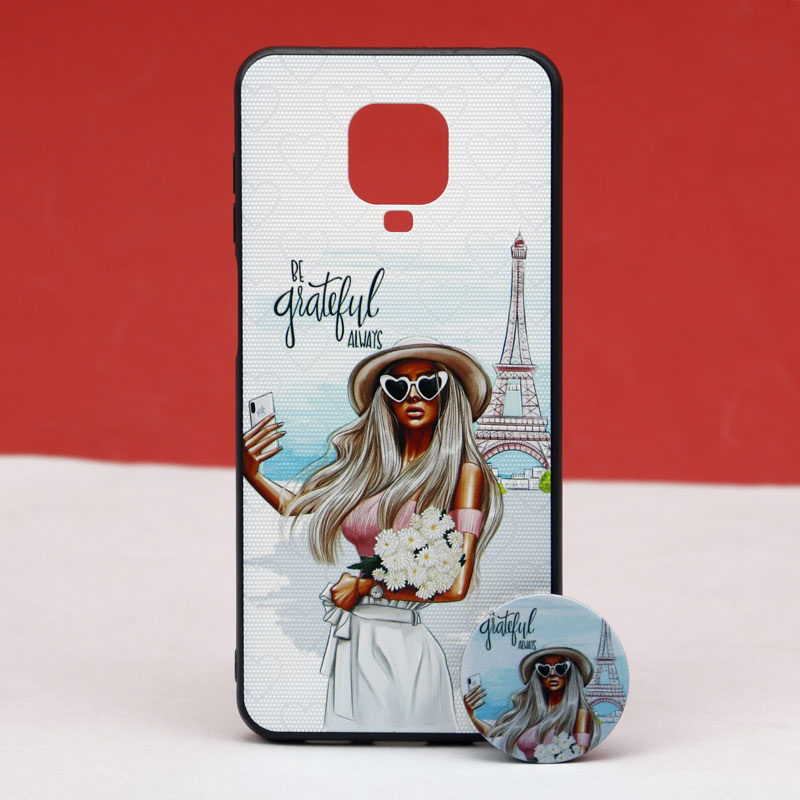 قاب طرحدار + پاپ سوکت Xiaomi Redmi Note 9 Pro کد4 سری B
