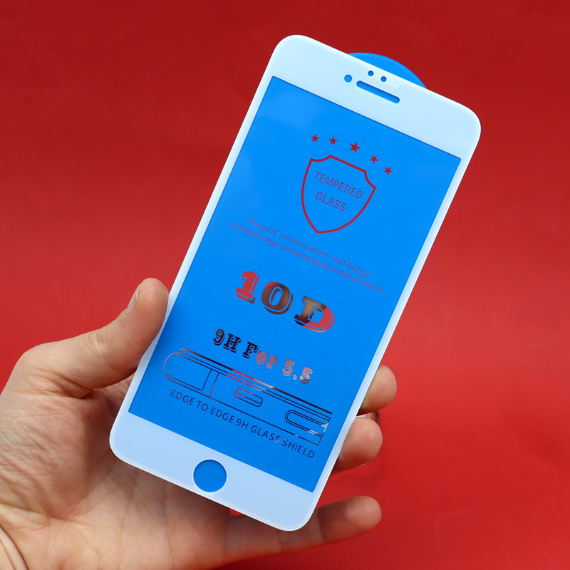 گلس تمام چسب iPhone 6 Plus 10D سفید