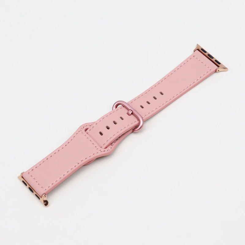 بند اپل واچ چرمی قفل سیلیکونی 42/44mm صورتی
