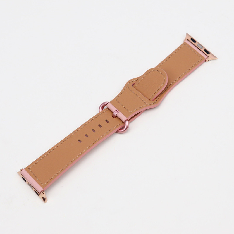 بند اپل واچ چرمی قفل سیلیکونی 42/44mm صورتی