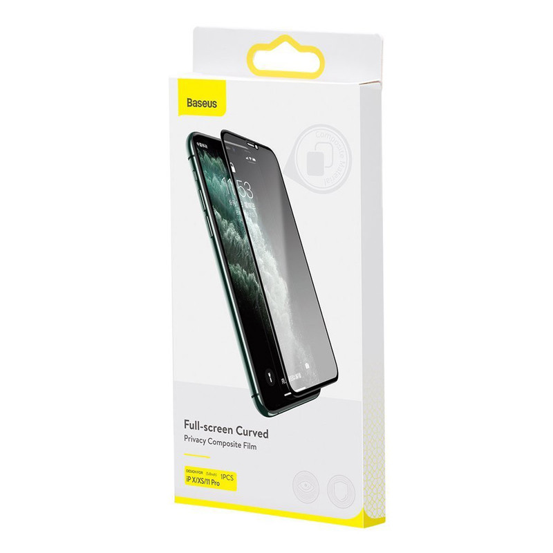 گلس فول چسب Baseus HC01 آیفون iPhone X مشکی
