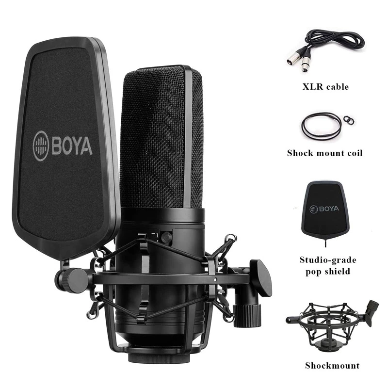میکروفون کندانسور Boya BY-M800 + پاپ فیلتر