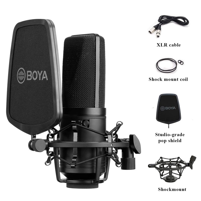 میکروفون کندانسور Boya BY-M800 + پاپ فیلتر