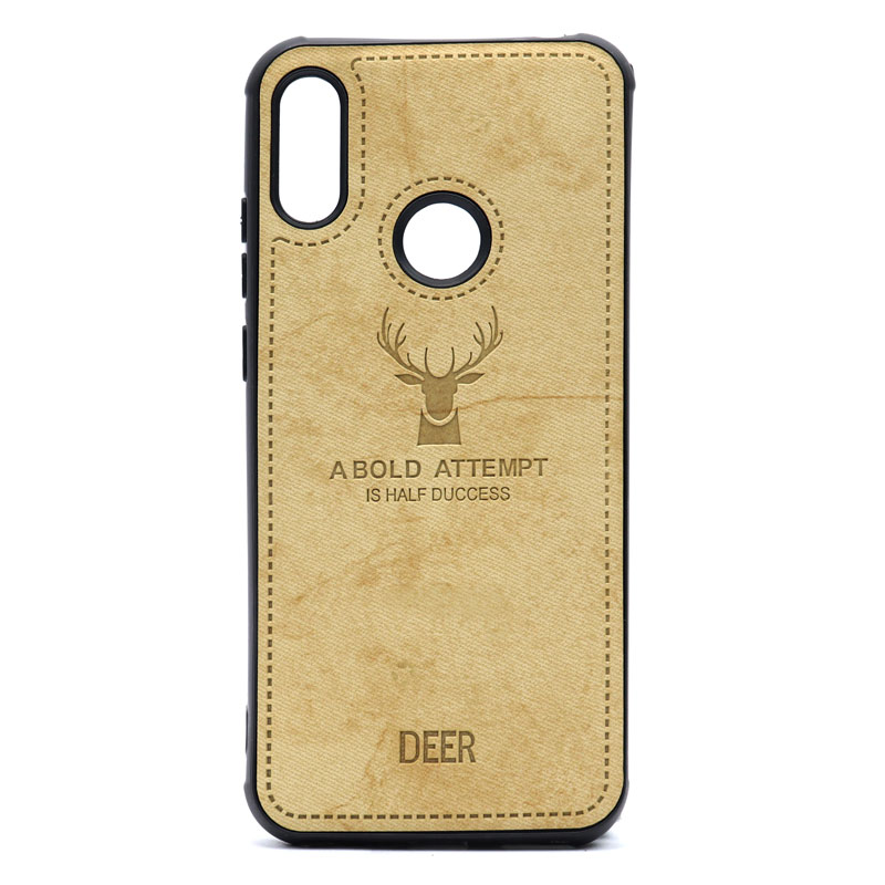 قاب چرمی طرح گوزن Huawei Y6 2019 خاکی