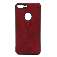 قاب چرمی طرح گوزن iPhone 7/8 Plus زرشکی