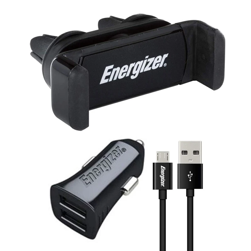 شارژر فندکی Energizer CKITB2CMC3 3.4A + هولدر + کابل میکرو یو اس بی