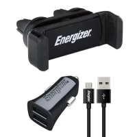 شارژر فندکی Energizer CKITB2CMC3 3.4A + هولدر + کابل میکرو یو اس بی