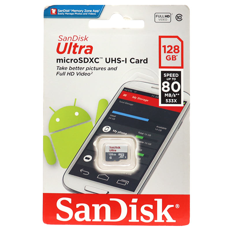 رم میکرو 128 گیگ سندیسک Sandisk Ultra 533X C10 U1 80MB/s