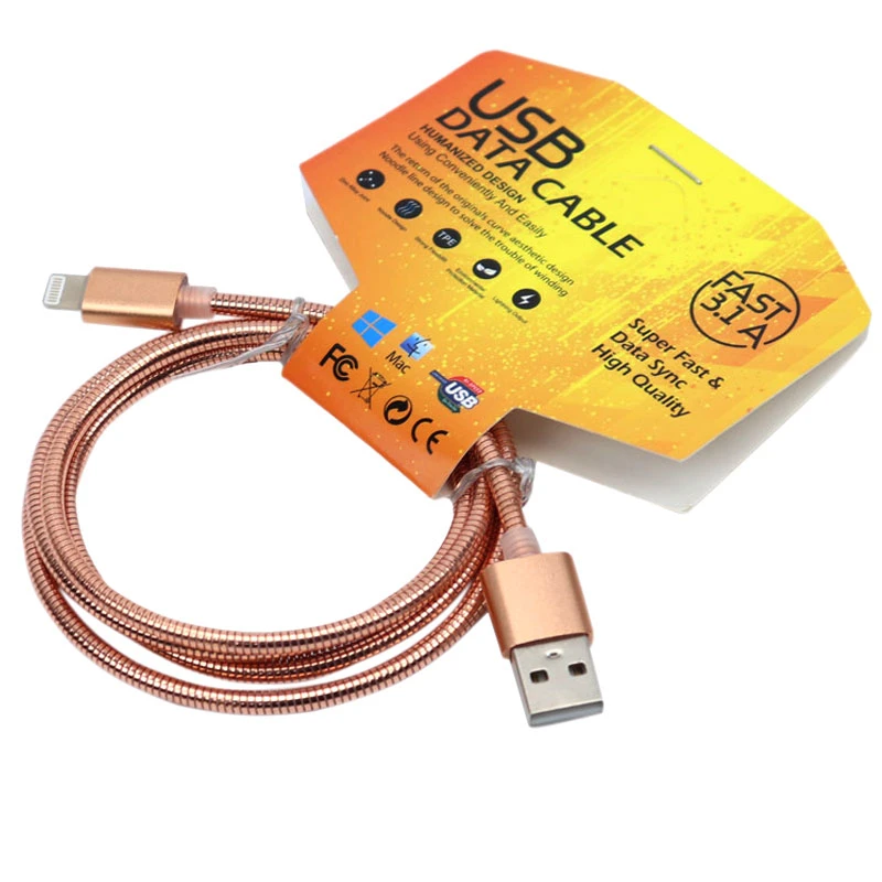 کابل آیفونی فست شارژ USB Data Cable 3.1A 1m تمام فلزی