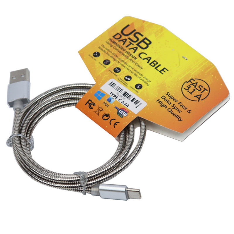 کابل فست شارژ USB Data Cable Type-C 3.1A 1m تمام فلزی