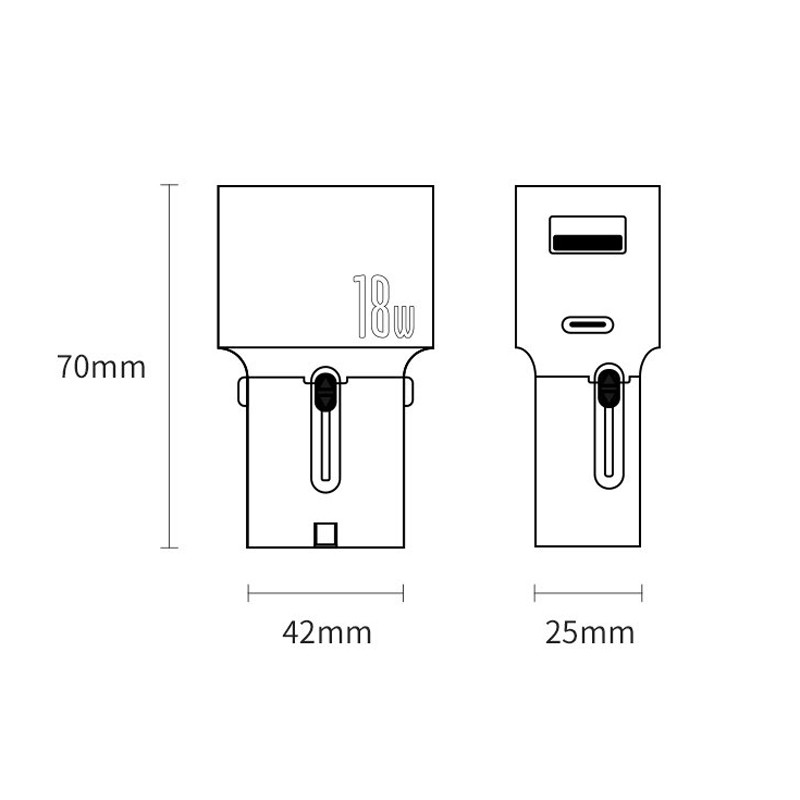 شارژر دیواری فست شارژ Baseus CCTY QC3 18W