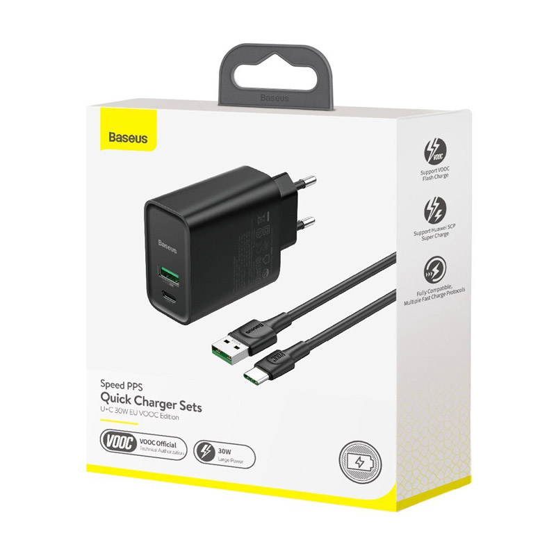 شارژر دیواری فست شارژ Baseus TZCCFS-H01 QC4 + کابل Type-C