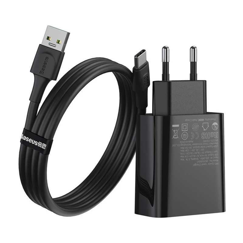 شارژر دیواری فست شارژ Baseus TZCCFS-H01 QC4 + کابل Type-C