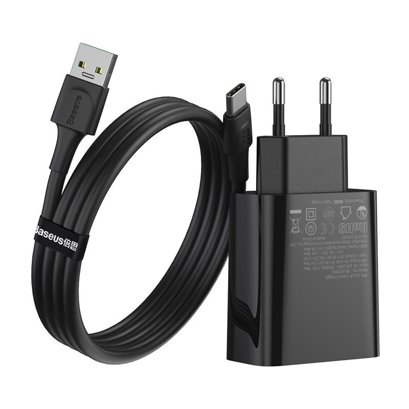 شارژر دیواری فست شارژ Baseus TZCCFS-H01 QC4 + کابل Type-C