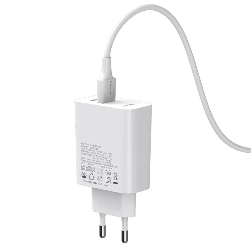 شارژر دیواری فست شارژ Baseus TZCCFS-H01 QC4 + کابل Type-C