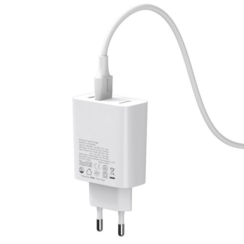 شارژر دیواری فست شارژ Baseus TZCCFS-H01 QC4 + کابل Type-C