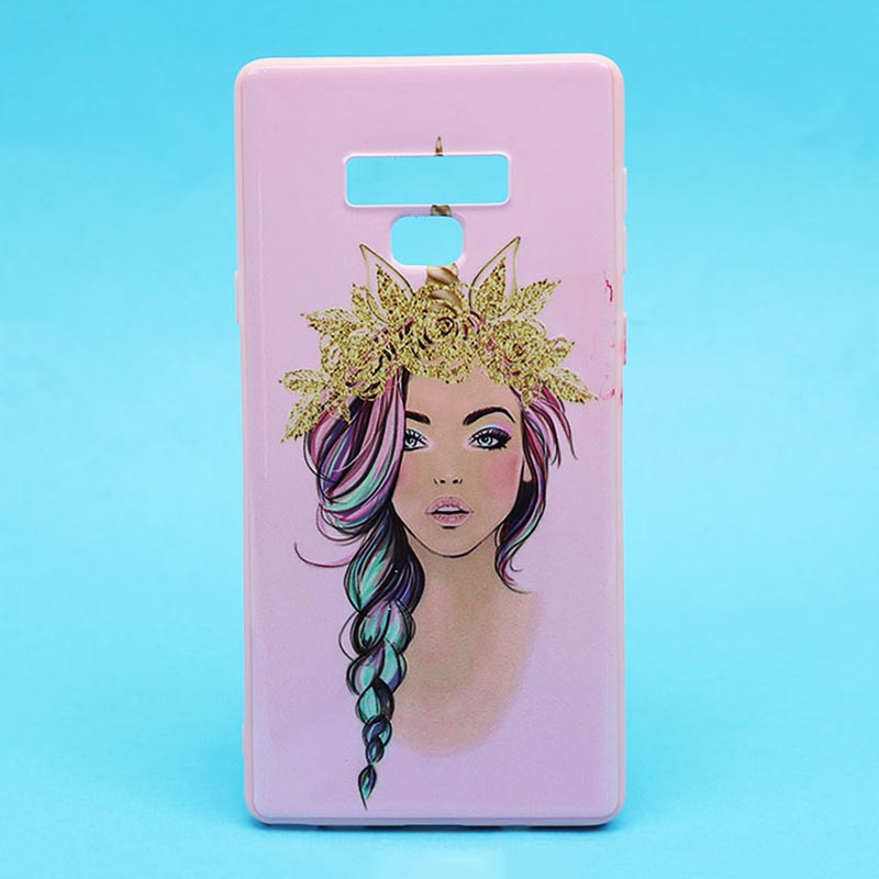 قاب فانتزی برجسته صورتی طرح دختر سامسونگ Note 9