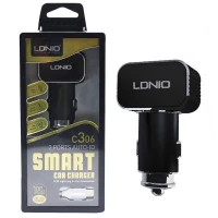 شارژر فندکی LDNIO C306 3.6A + کابل آیفونی