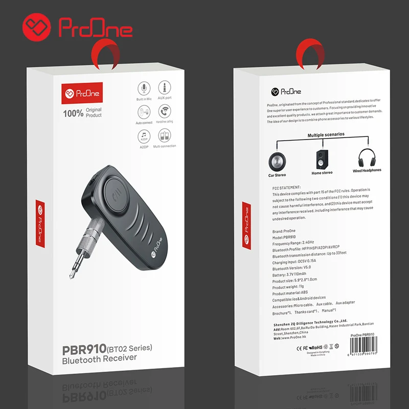گیرنده بلوتوثی شارژی ProOne BT02 PBR910 AUX