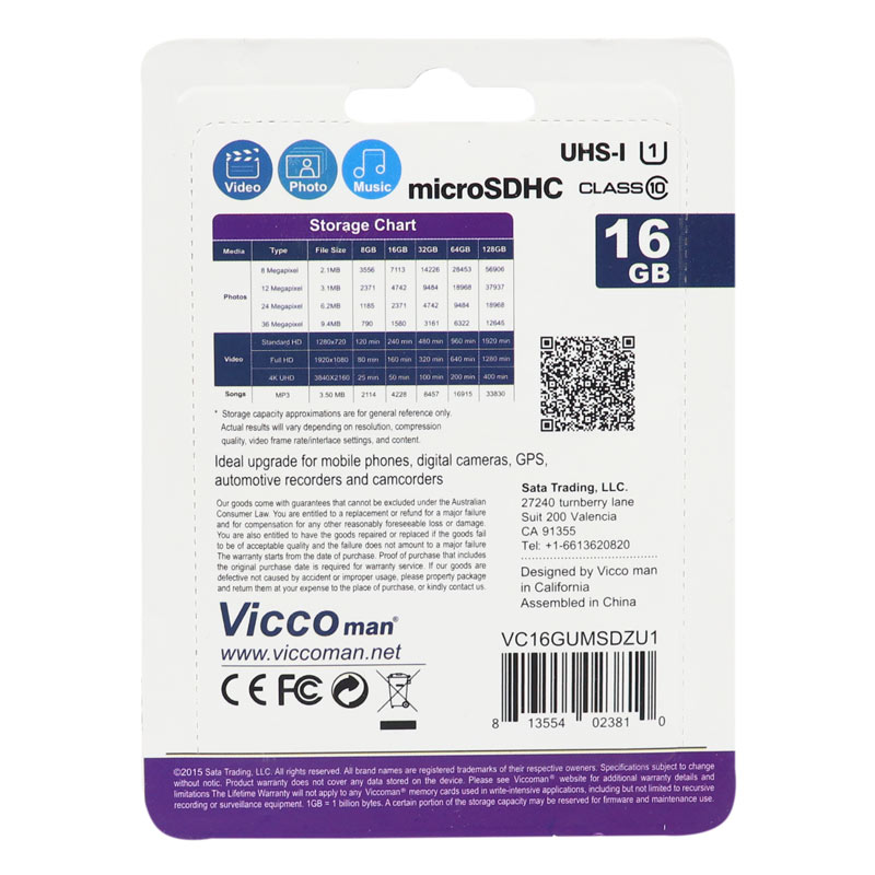رم میکرو 16 گیگ ویکومن Vicco Man Extra 533X U1 C10 80MB/s + رم ریدر