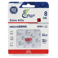 رم میکرو 8 گیگ ویکومن Vicco Man Extra 433X U1 C10 65MB/s بدون خشاب