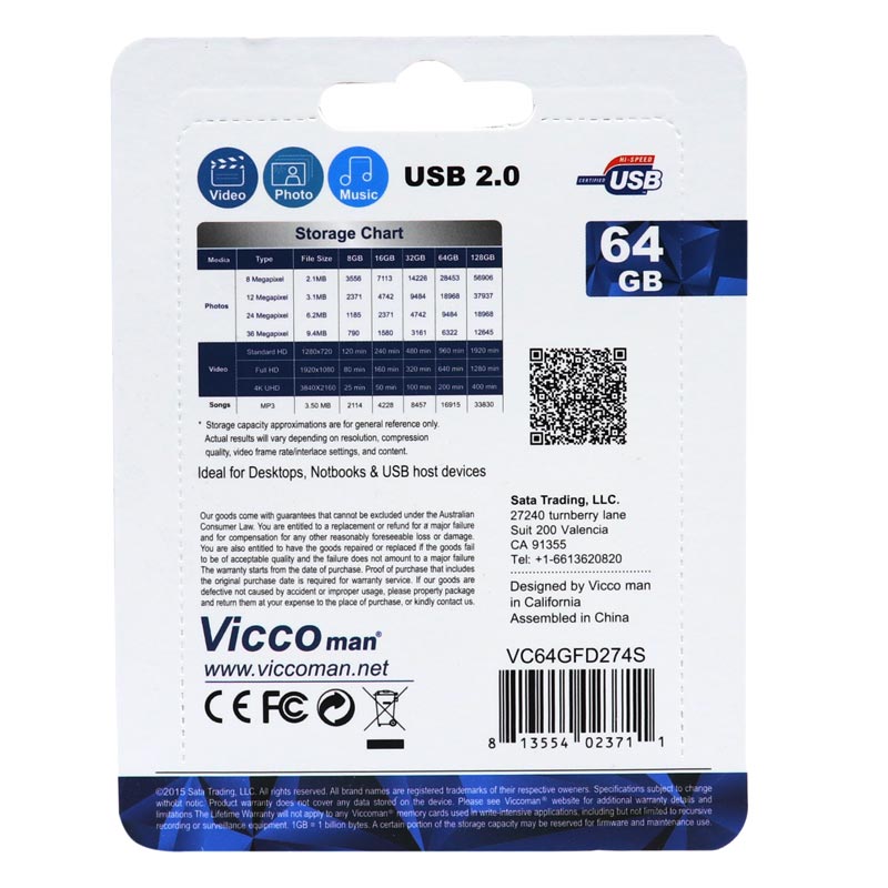 فلش 64 گیگ ویکومن ViccoMan VC274