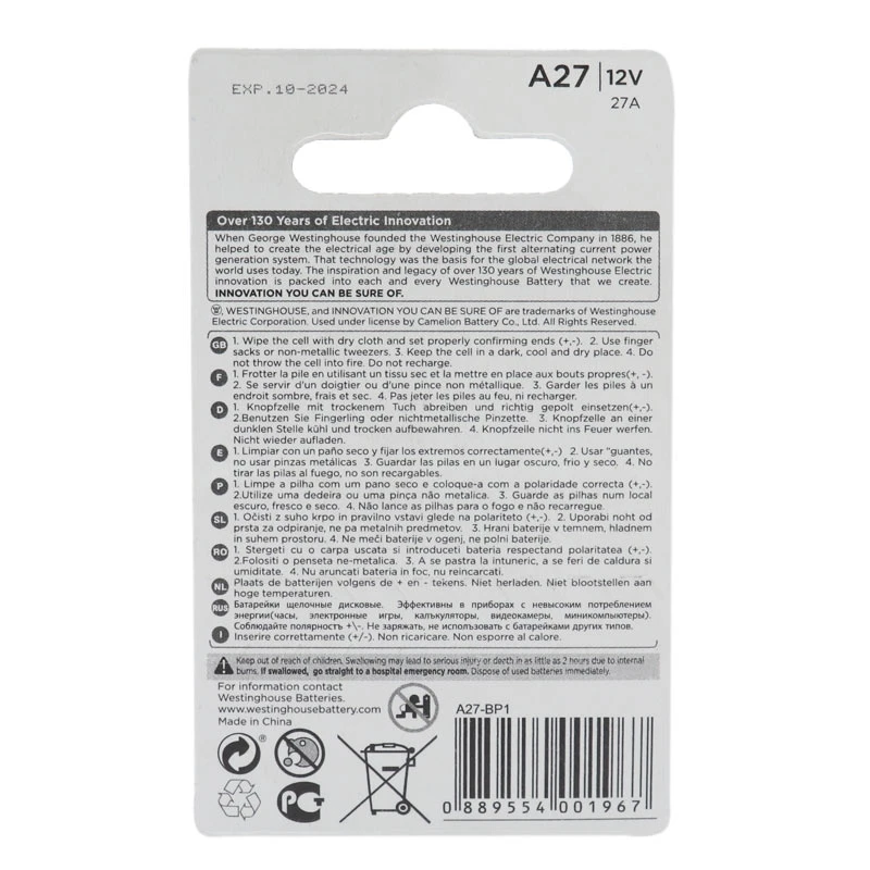 باتری WestingHouse Alkaline 12V A27
