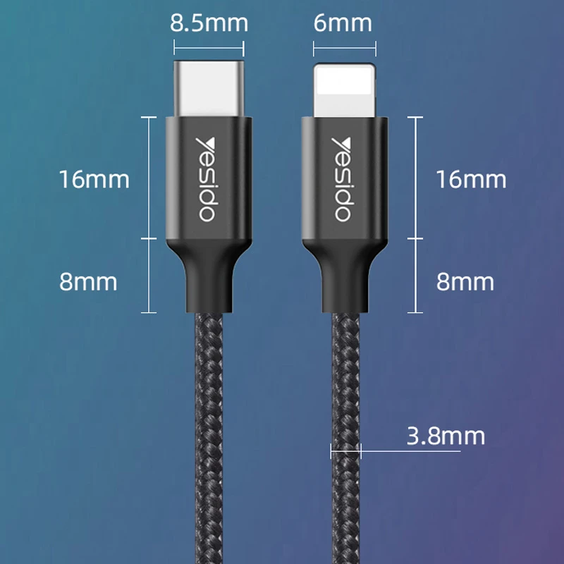 کابل تبدیل Yesido CA52 Type-C to Lightning 30cm