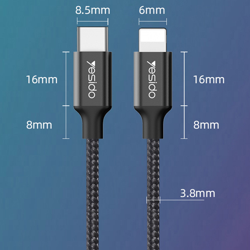 کابل تبدیل Yesido CA52 Type-C to Lightning 30cm