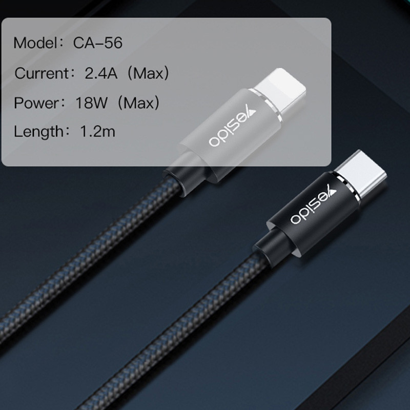 کابل تبدیل Yesido CA56 Type-C to Lightning 1.2m
