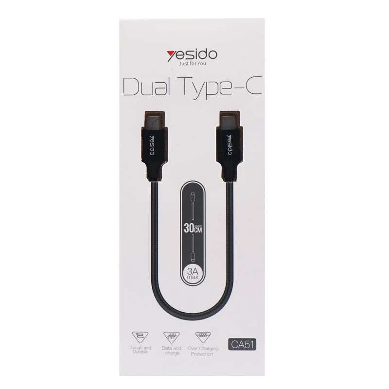 کابل تبدیل Yesido CA51 Type-C to Type-C 3A 30cm