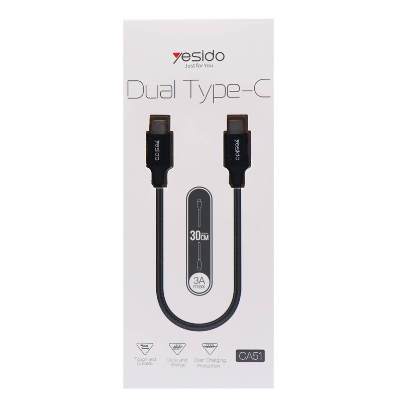 کابل تبدیل Yesido CA51 Type-C to Type-C 3A 30cm