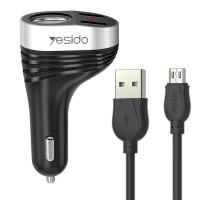 شارژر فندکی Yesido Y33 + کابل میکرو یو اس بی