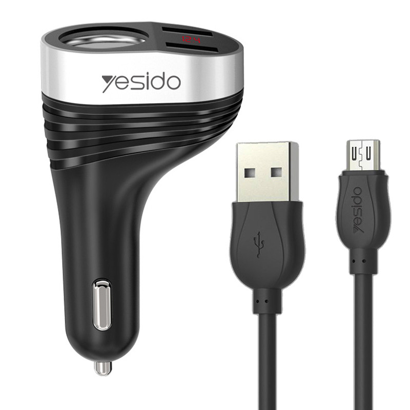 شارژر فندکی Yesido Y33 + کابل میکرو یو اس بی