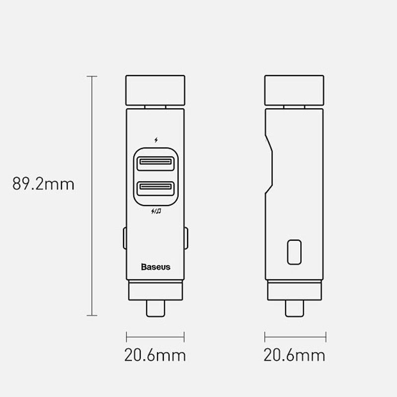 FM Player و شارژر فندکی Baseus Energy Column CCNLZ-C QC3 18W