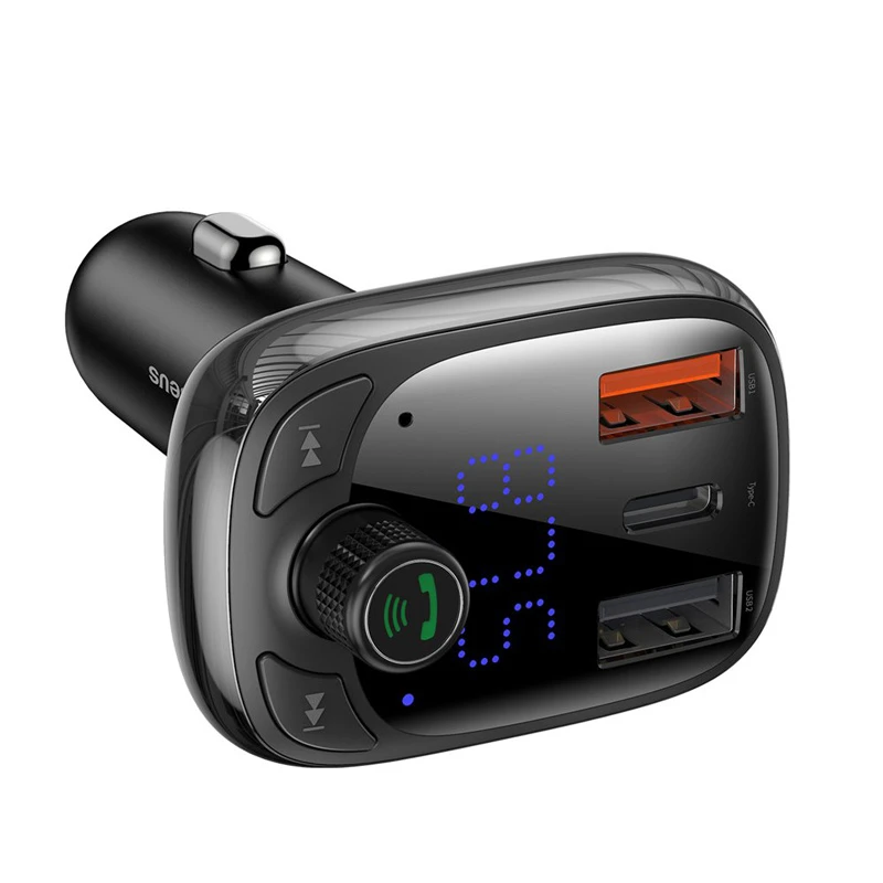 شارژر فندکی + FM Player بلوتوثی Baseus T-Typed QC4 CCTM-B01