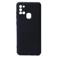 قاب ژله ای شطرنجی محافظ لنز دار Samsung A21s مشکی