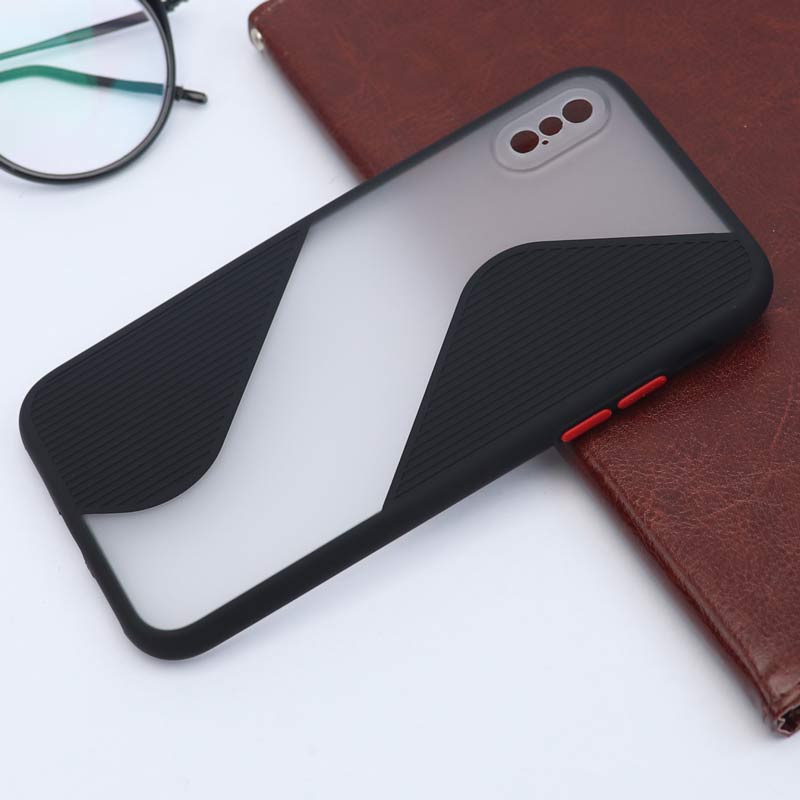 قاب PC آیفون iPhone X / XS طرح S پشت مات محافظ لنزدار