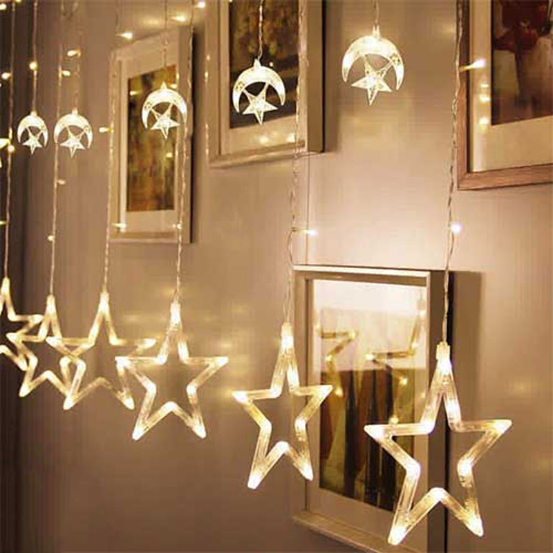 ریسه LED پرده ای طرح ماه و ستاره آفتابی Five Pointed Star