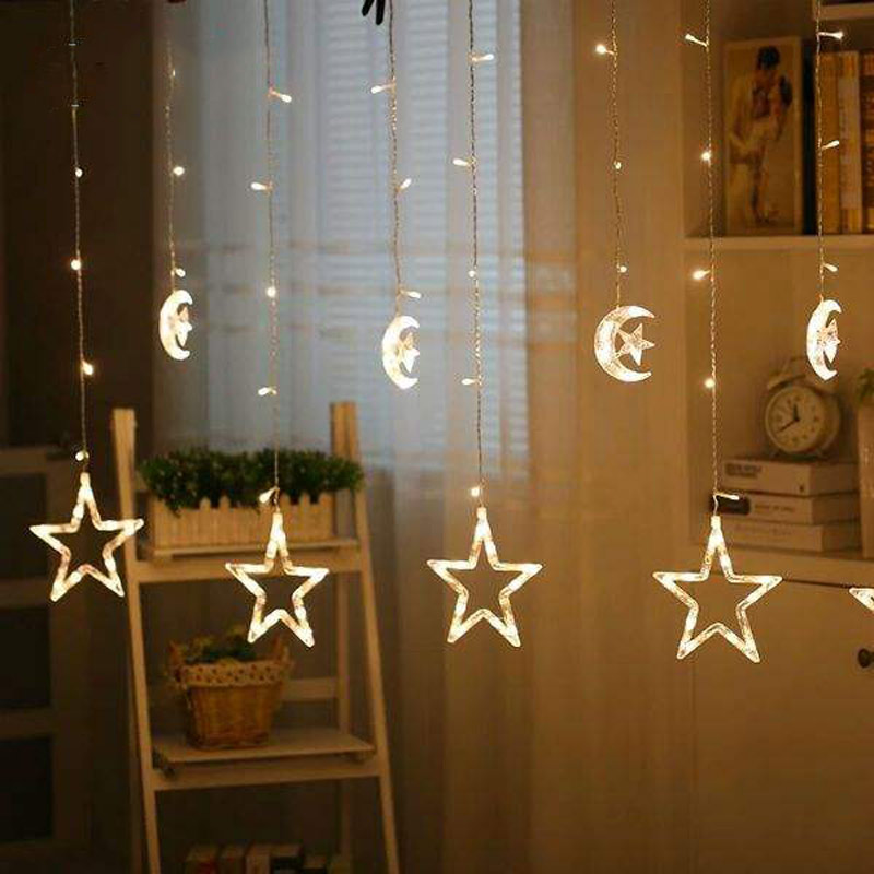 ریسه LED پرده ای طرح ماه و ستاره آفتابی Five Pointed Star
