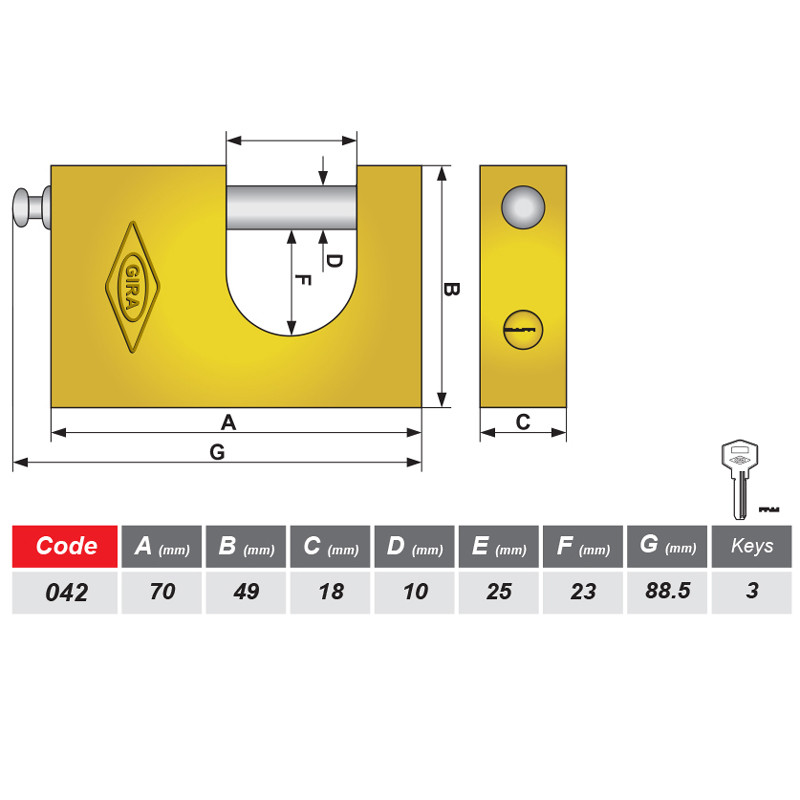 قفل کتابی پاترول گیرا Gira700 70mm کد 042