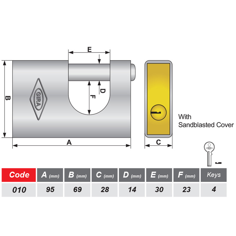 قفل کتابی گیرا روکشدار Gira950 95mm کد 010