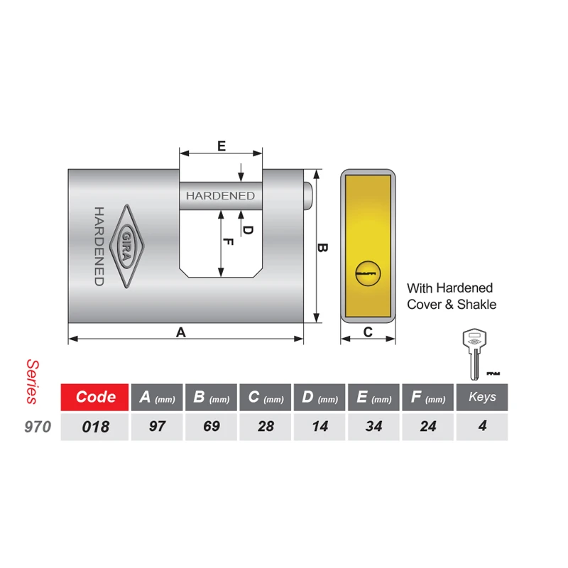 قفل کتابی گیرا Gira970 97mm کد 018