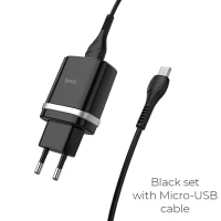 شارژر دیواری فست شارژ Hoco C12Q QC3 18W + کابل microUSB (گارانتی 12 ماهه)