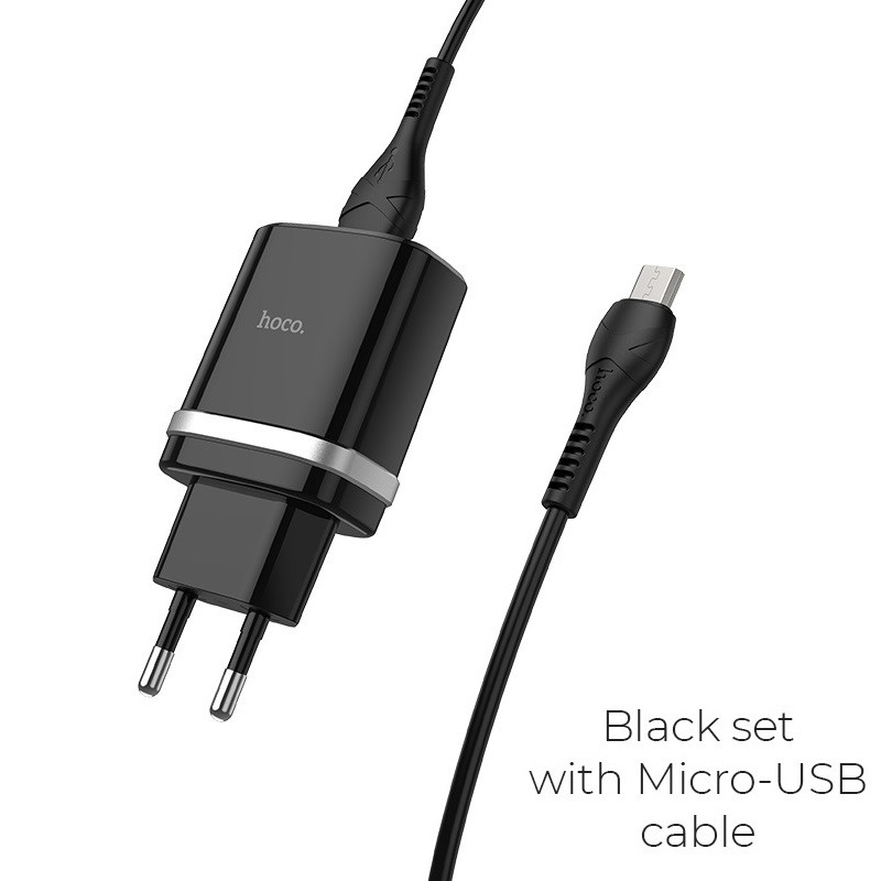 شارژر دیواری فست شارژ Hoco C12Q QC3 18W + کابل microUSB (گارانتی 12 ماهه)