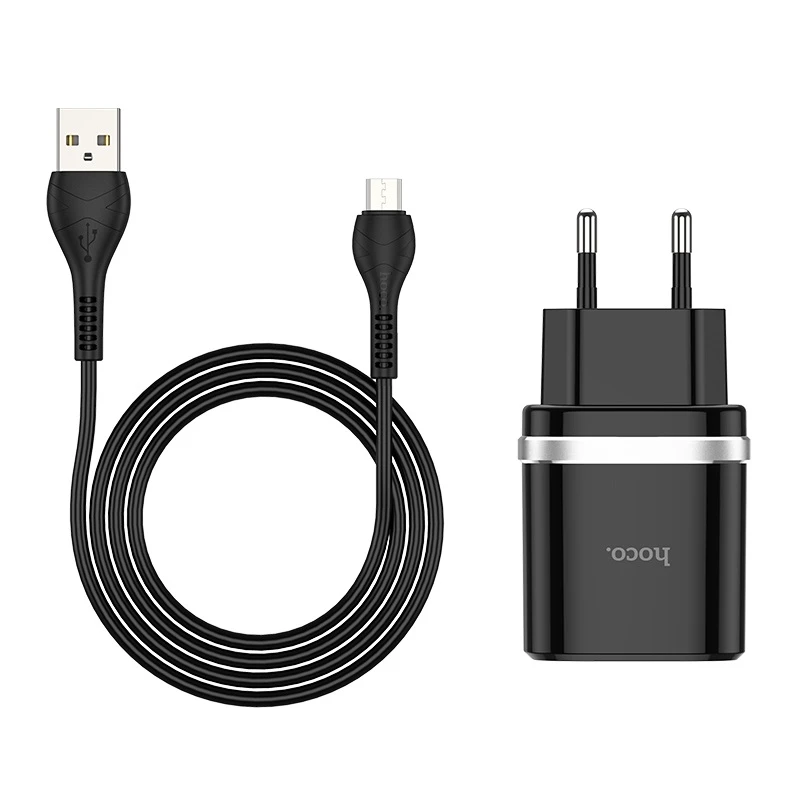 شارژر دیواری فست شارژ Hoco C12Q QC3 18W + کابل microUSB (گارانتی 12 ماهه)