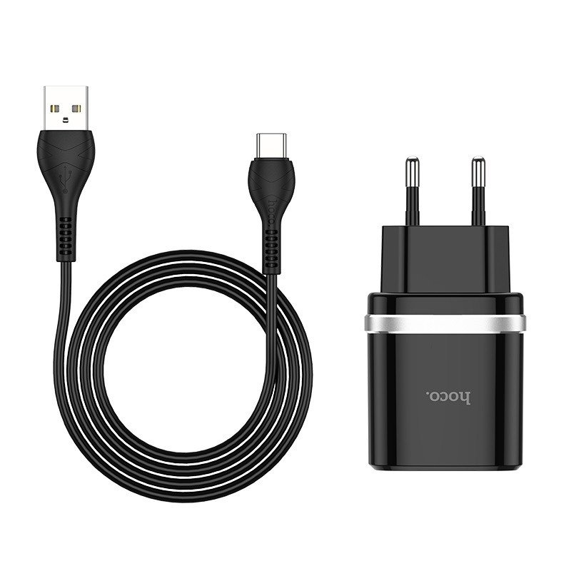 شارژر دیواری فست شارژ Hoco C12Q QC3 18W + کابل Type-C (گارانتی 12 ماهه)
