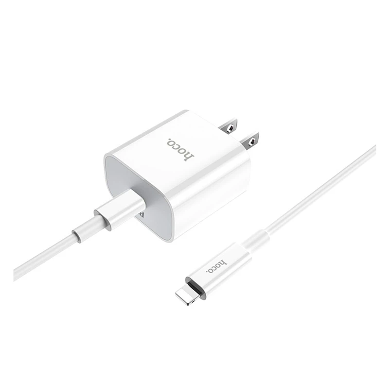 شارژر دیواری فست شارژ Hoco C76 PD QC3 18W + کابل آیفونی (گارانتی 12 ماهه)